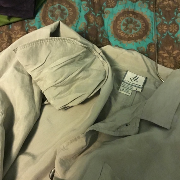 Vintage JJ Farmer 100% Lightweight Silk Jacket n Sand, XL - Picture 11 of 11